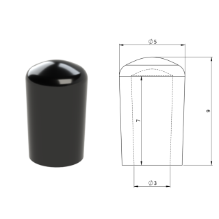Vonkajšia krytka PVC ø 5 x 9 mm, otvor 3 x 7 mm, čierna