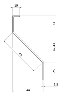 Poškodený Z lamela 23 x 60 x 25 x 1,5 x 3000 mm, pozink