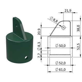 Plastová krytka, ø 61 x 90,5 mm, tvrdený plast PA