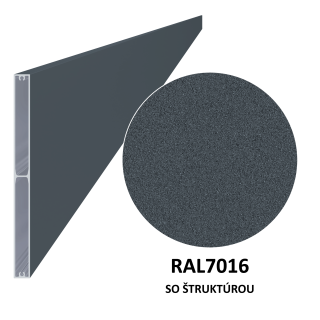 Hliníkový profil 200 x 16 x 6000 mm, štruktúra RAL 7016