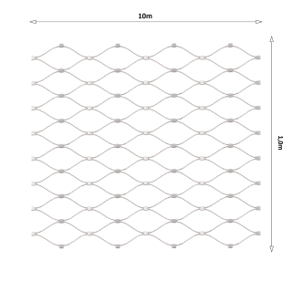 Lanková sieť, 1 x 10 m, oko 60 x 104 mm, ø 1,5 mm, AISI 316