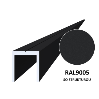 Hliníkový U profil 20,5 x 22 x 6000 mm, štruktúra RAL 9005