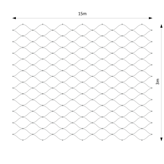 Lanková sieť, 3 x 15 m, oko 40 x 40 mm, ø 2 mm, AISI 316