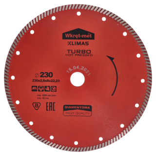 Turbo diamantový kotúč lisovaný za tepla 230 x 2,6 x 22 mm
