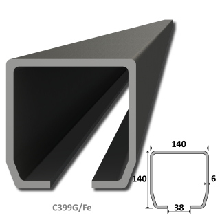 C profil GRANDE, 140 x 140 x 6 x 2000 mm, čierny Fe