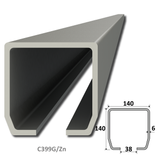 C profil GRANDE, 140 x 140 x 6 x 5000 mm, pozinkovaný