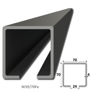 C profil 70 x 70 x 4 x 7000 mm, čierný Fe