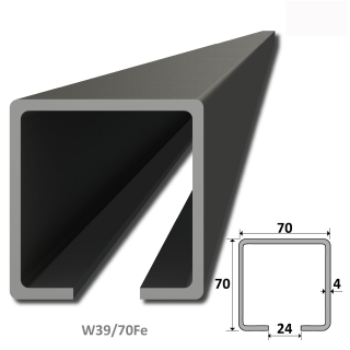 C profil 70 x 70 x 4 x 4000 mm, čierny Fe