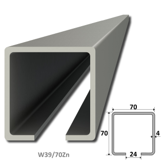 C profil 70 x 70 x 4 x 2000 mm, pozinkovaný