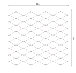 Lanková sieť, 1 x 5 m, oko 50 x 50 mm, ø 2mm, AISI 316