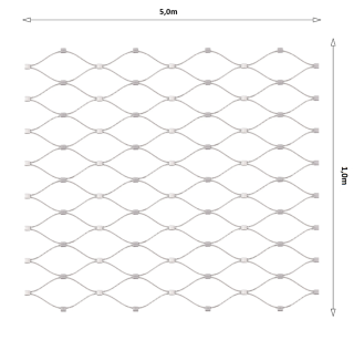 Lanková sieť, 1 x 5 m, oko 60 x 104 mm, ø 2 mm, AISI 316