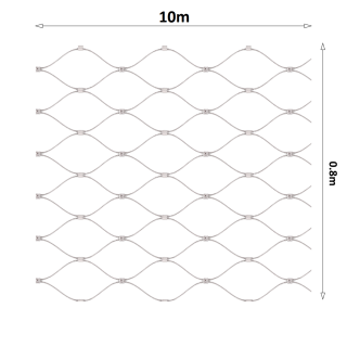 Lanková sieť, 0,8 x 10 m, oko 60 x 104 mm, ø 2 mm, AISI 316