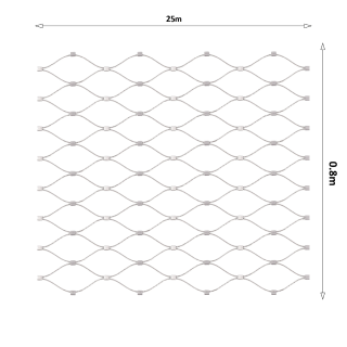 Lanková sieť, 0,8 x 25 m, oko 60 x 104 mm, ø 2 mm, AISI 316