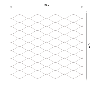 Lanková sieť, 1 x 25 m, oko 50 x 50 mm, ø 2 mm, AISI 316