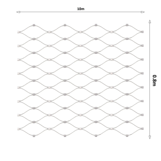 Lanková sieť, 0,8 x 10 m, oko 50 x 50 mm, ø 1,5 mm, AISI 316