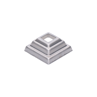Krytka plechová 44 x 44 x 20 mm, diera 14 x 14 mm, výlisok