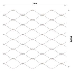 Lanková sieť 0,8 x 1 m, oko 50 x 50mm, ø 2 mm, AISI 316