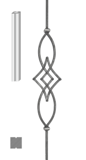 Tyč 12 x 12 mm, 970 x 170 mm