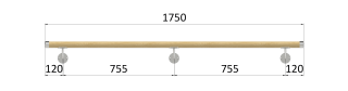 Madlo drevené L = 1750 mm, buk, brúsený povrch bez náteru