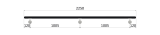 Madlo drevené L = 2250 mm, buk, brúsený povrch RAL 9005