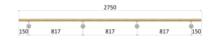 Madlo drevené L = 2750 mm, buk, brúsený povrch bez náteru