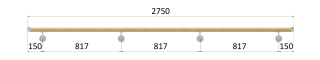 Madlo drevené L = 2750 mm, buk, brúsený povrch, náter BORI