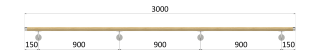 Madlo drevené L = 3000 mm, buk, brúsený povrch bez náteru