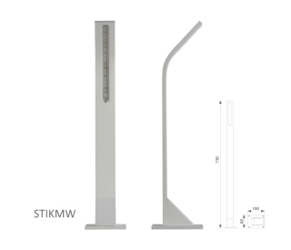 Vonkajšie LED osvetlenie STIK M, RAL 9010, H = 750 mm