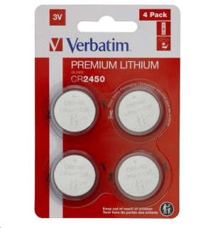 Batérie VERBATIM Lithium CR2450, 3 V, 4 ks