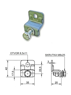 Držiak pre kovový hrebeň so skrutkou M8 x 25 mm