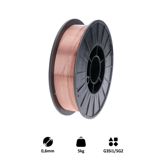 Drôt zvárací 0,6 mm, MIG/MAG(CO2), G3Si1/SG2, 5 kg